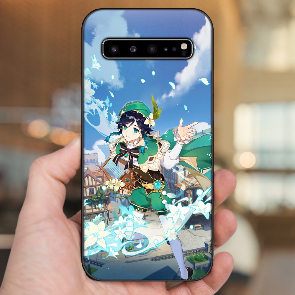 Ốp lưng Samsung S10, S10 5G, S10 Plus viền đen in hình Venti Genshin Impact