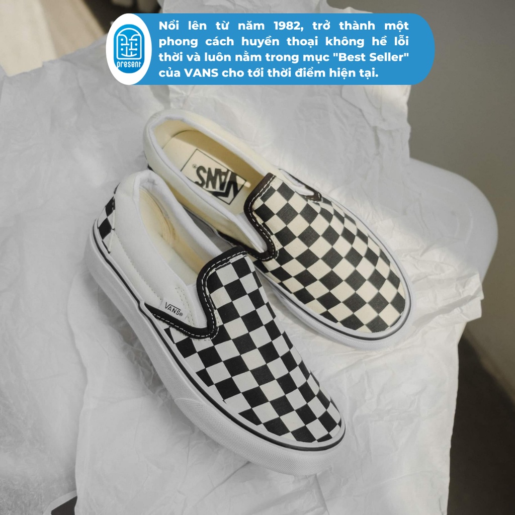 Giày sneaker Vans Checkerboard chính hãng cho nam nữ, Vans slip on Checkerboard real, fullbox Present Original Sneaker