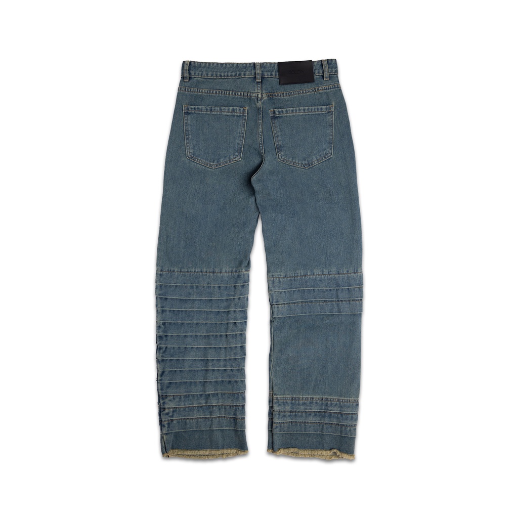 Quần denim kaki "GOLDIE DIVISION WASHED BLUE" giặt mài xếp li