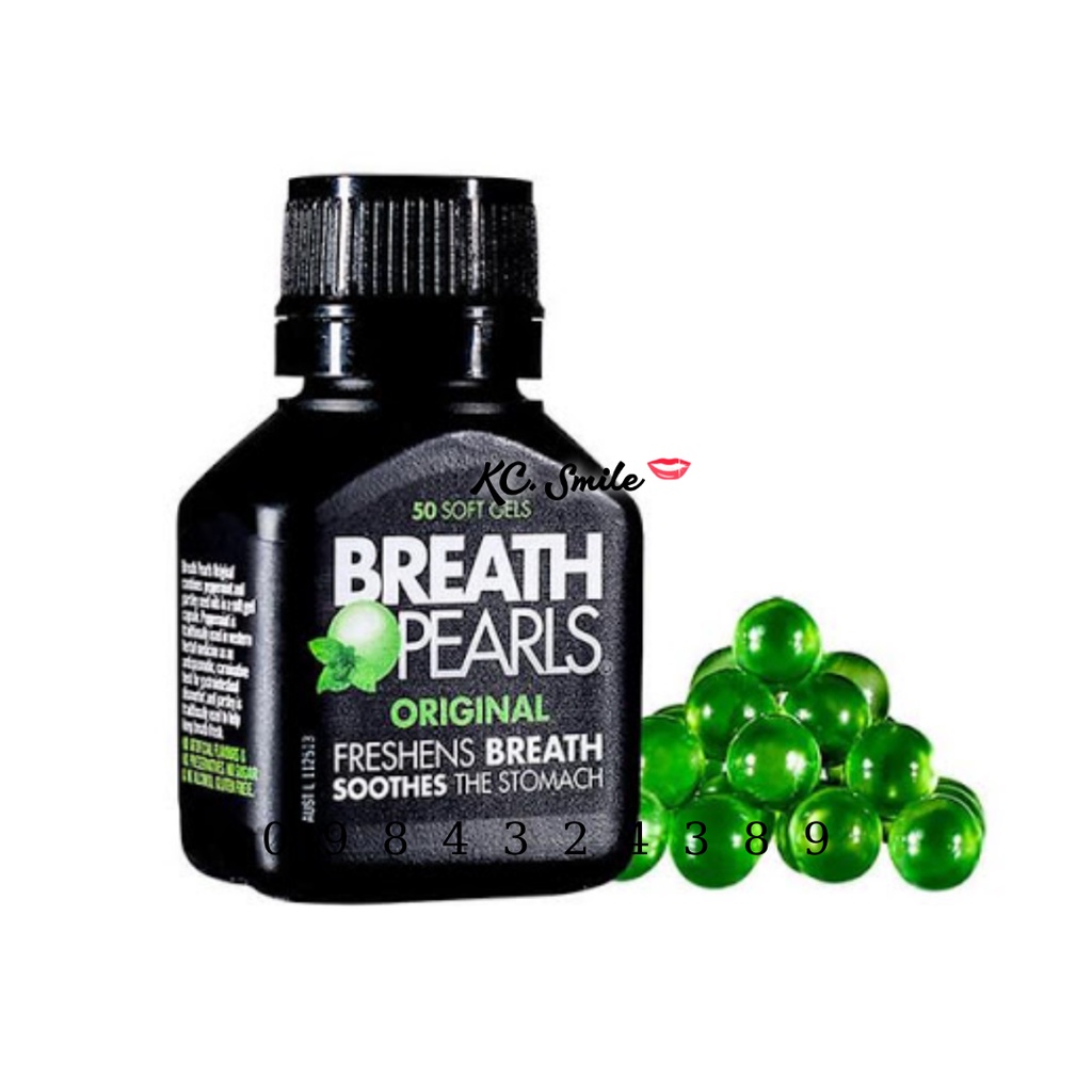 Viên uống thơm miệng Breath Pearls nhập khẩu Úc 50 viên - Giúp miệng thơm, răng trắng, sảng khoái dài lâu