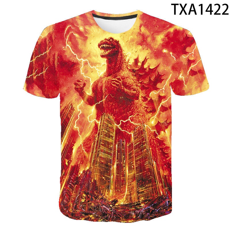 Áo Thun Tay Ngắn In Hình Godzilla 3D Thời Trang Mùa Hè Cho Bé Trai Và Gái