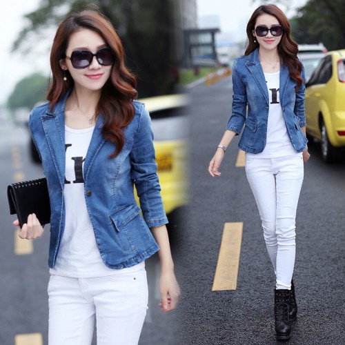 Áo khoác jean kiểu tay dài vest size M L