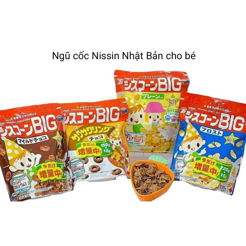 Ngũ cốc cho bé Nissin Big gói 150g, 180g, 200g cho bé ăn dặm nhiều vị nội địa Nhật Bản