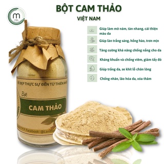 Bột cam thảo nguyên chất đắp mặt nạ MỘC - giúp da trắng hồng, mượt mà, săn chắc, làm mờ nám tàn nhang chai 100/200ml