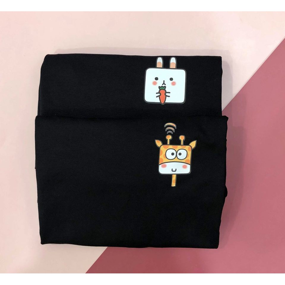 [Hàng Xịn, Giá Tốt] Áo Phông Thun Nữ Tay Ngắn Icon Họa Tiết Hươu Cao Cổ  Hàn Quốc - Unisex - Cotton - Mã AT026