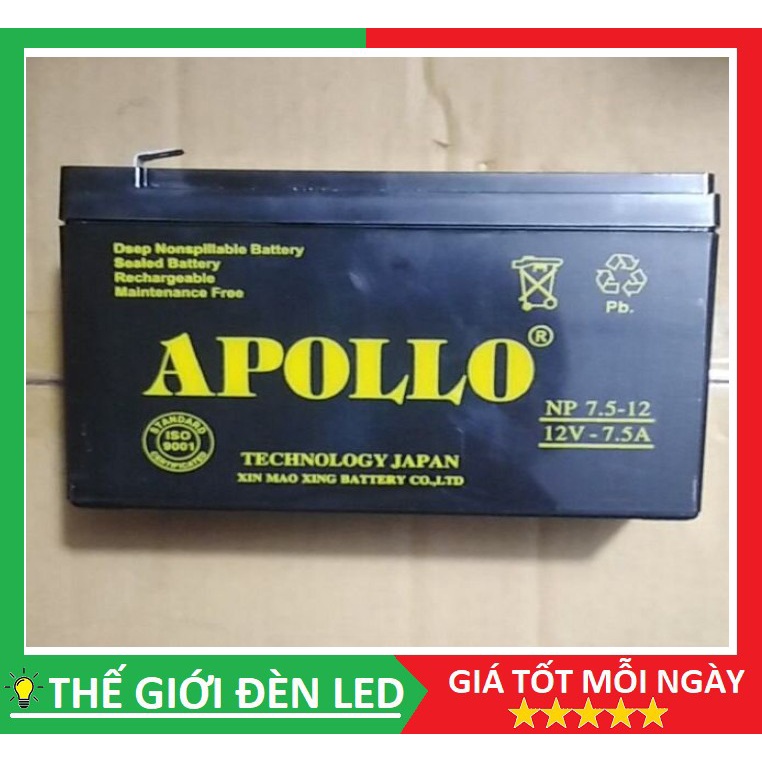 Bình Ắc Quy APOLLO 12V - 1.2Ah, 12v 7,5 Ah Hàng chính hãng.