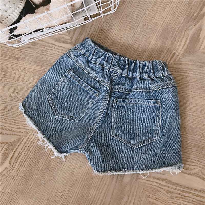 Quần Short Denim Phối Nút Thời Trang Mùa Hè Hàn Quốc Mới Cho Bé Gái 2021