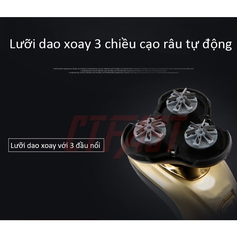 Máy cạo râu 3 lưỡi CTFAST-LINGKE: đa năng 3 trong 1 (cạo râu, tông đơ cắt tóc, tỉa lông mũi), nhỏ gọn pin sạc tiện dụng