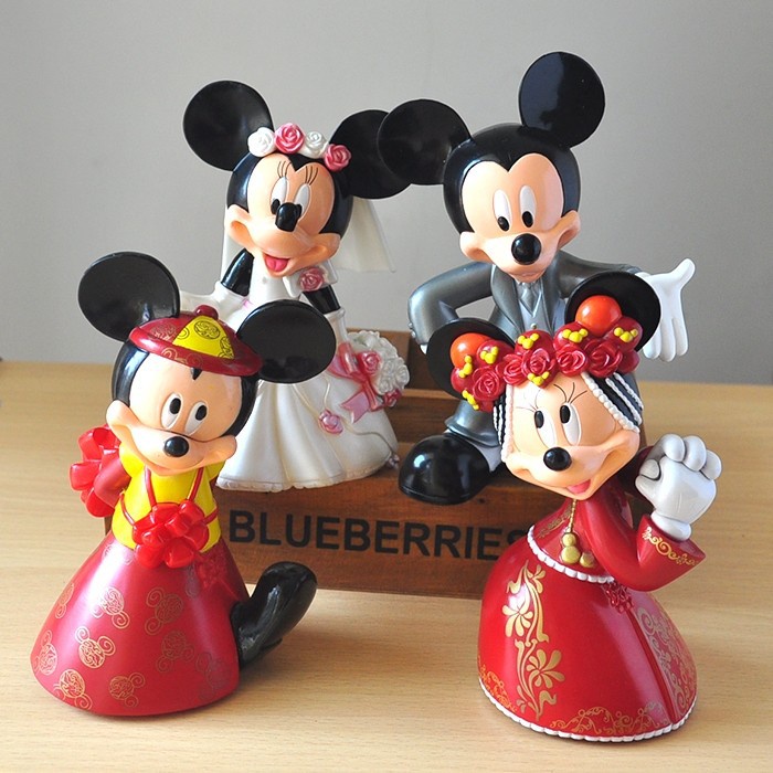 DISNEY Set 4 Mô Hình Chuột Mickey Và Minnie Xinh Xắn Dùng Để Trang Trí