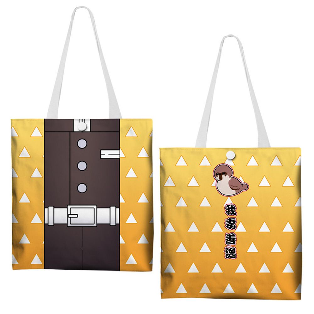 Túi xách đeo vai bằng vải nhung cỡ lớn in họa tiết anime Demon Slayer thời trang cho nữ