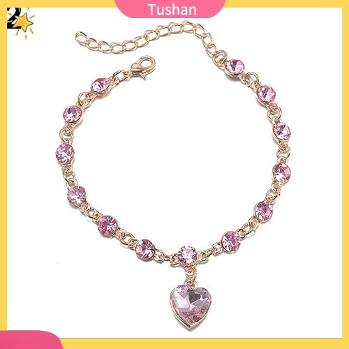 Vòng đeo tay đính đá mặt trái tim màu xanh phong cách thời trang lấp lánh