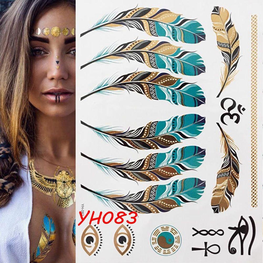 NIUYOU Hình Xăm Dán Tạm Thời Chống Nước Họa Tiết Lông Vũ / Chiếc Lá Thời Trang Cho Nữ