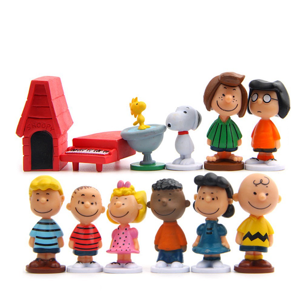 Set 12 Mô Hình Snoopy Hoạt Hình Thủ Công Sáng Tạo Dễ Thương Trang Trí Bàn Làm Việc