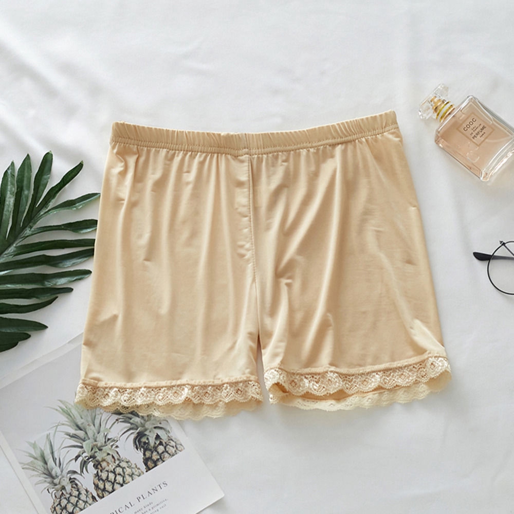 Quần bảo hộ co giãn ôm dáng phối ren màu trơn mặc trong váy chống nhìn trộm phong cách Hàn Quốc cho học sinh