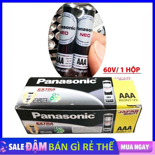 Pin AAA Panasonic R03NT/2S / Pin đũa đen hộp 60 viên