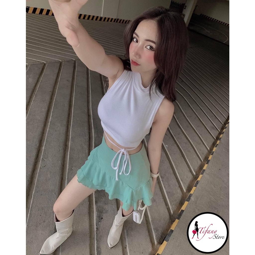 Áo Croptop Cột Nơ Sau Lưng Hở Lưng Mút Ngực Trong Bigsize Dưới 80Kg Áo 2 Lớp "HLCC"