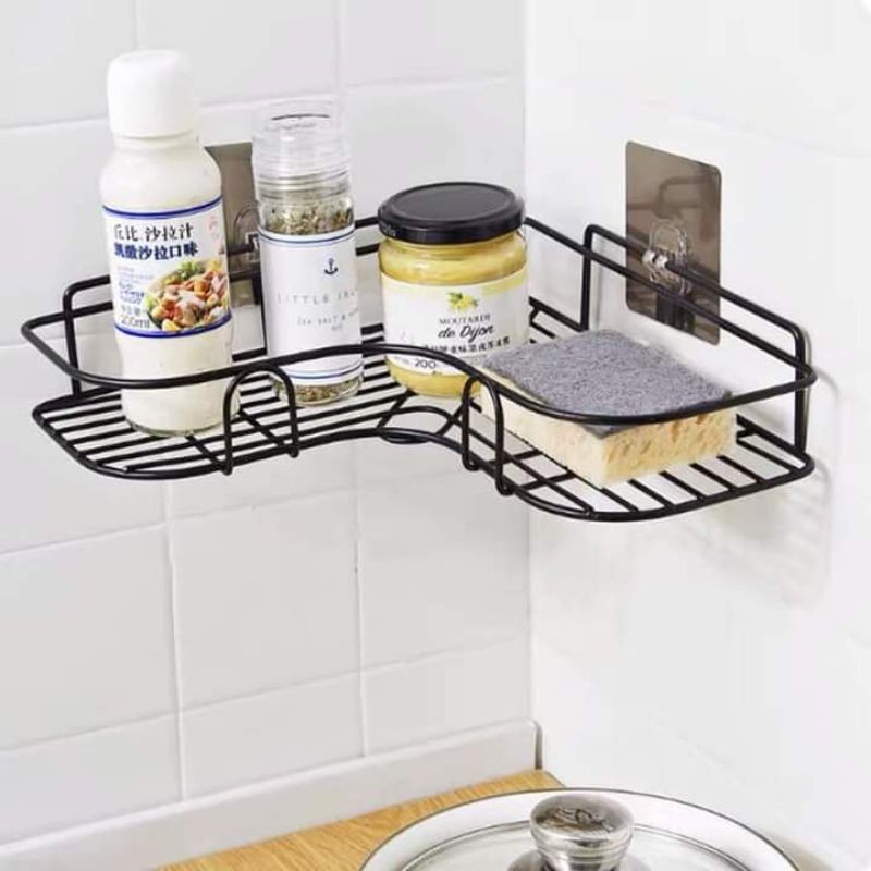 Kệ góc nhà tắm phun sơn tĩnh điện dán tường siêu dính trong nhà tắm, nhà bếp tiện dụng