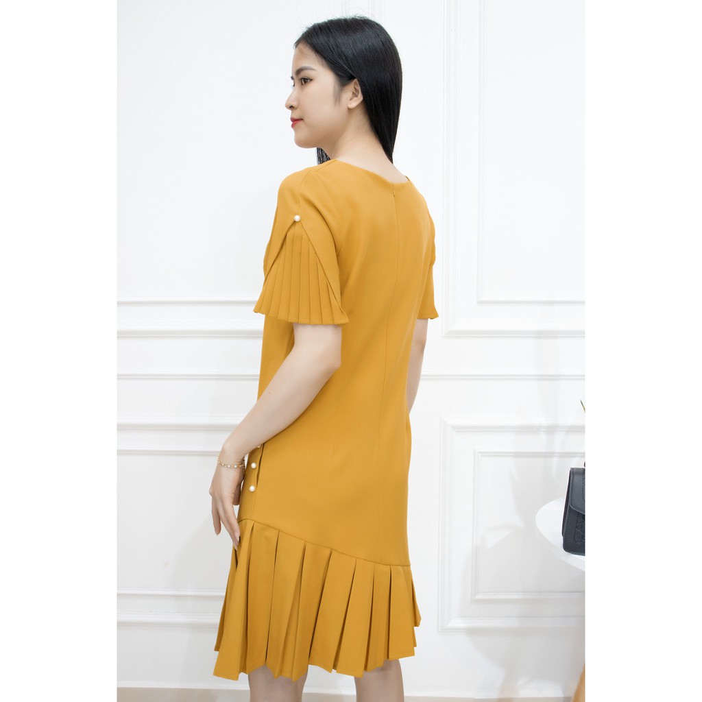 Đầm công sở cao cấp AMYRA xếp ly chất vải cotton lạnh mềm mại - đầm trung niên sang trọng da111 | BigBuy360 - bigbuy360.vn