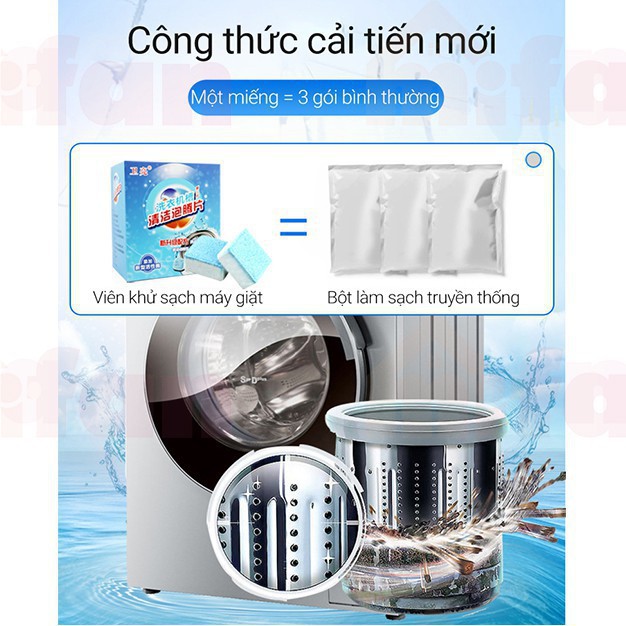 HSF VBN Viên Tẩy Vệ Sinh Lồng Máy Giặt - Hộp 6 viên - HÀNG cái 1 50 45 25