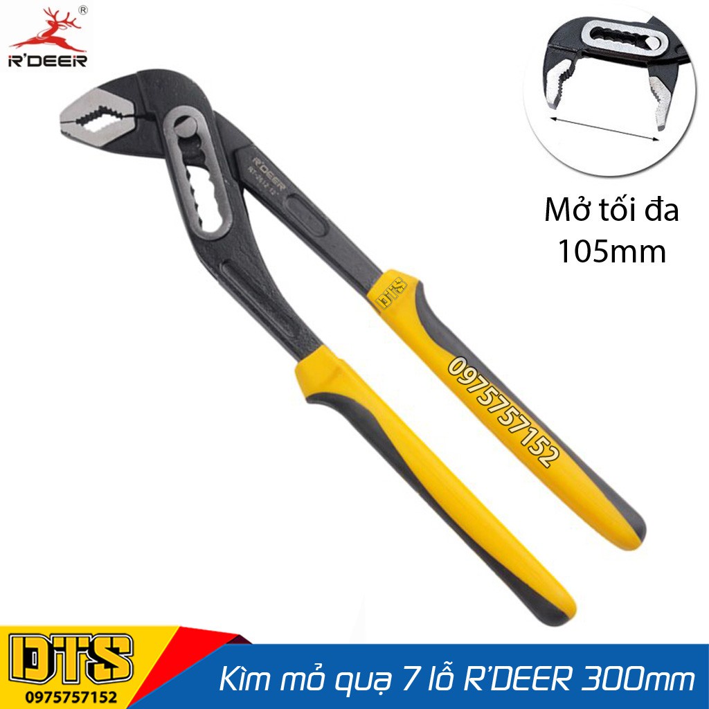 ♙✲﹍Kìm mỏ quạ 7 lỗ đa năng thép đúc nguyên khối R'DEER 12 inch/ 300mm, kẹp giữ, vặn ống nước chuyên nghiệp