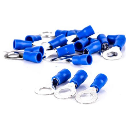 100 cái Đầu cos tròn phủ nhựa RV 2-6 loại tốt cos đồng thau