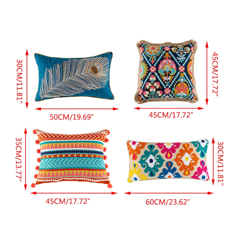 Aoto Vỏ Gối Thêu Hình Lạc Đà Alpaca Tua Rua Phong Cách Bohemian Cổ Điển