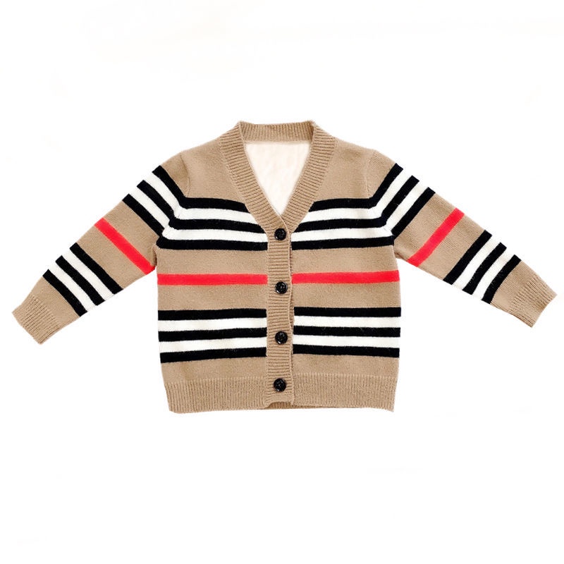 Áo Khoác Len Cardigan Họa Tiết Kẻ Sọc Phong Cách Phương Tây Thời Trang Xuân Thu Cho Bé Trai/Bé Gái