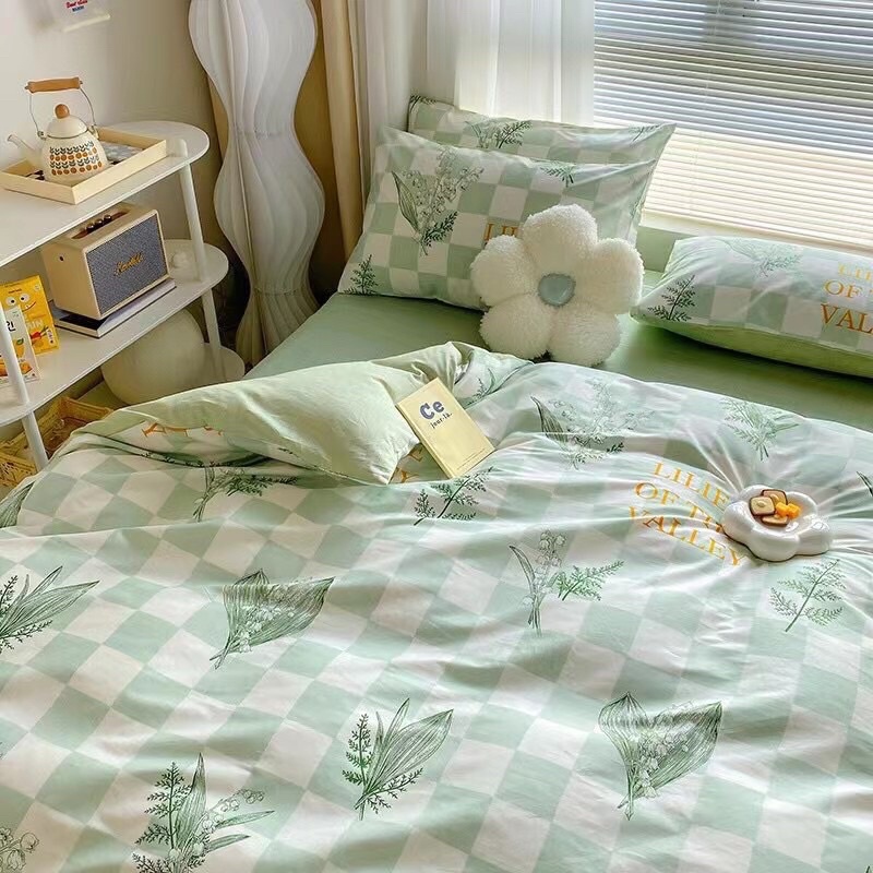 Set Bộ Vỏ Chăn Ga Cotton Living Hoa Nhí Chất Cotton Thoáng Mát (shinbedding)