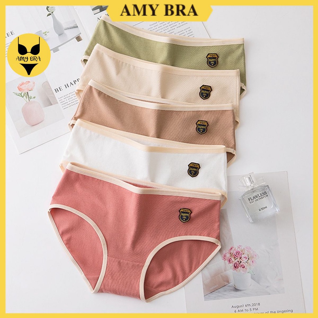 Quần Lót Nữ - Quần Lót Cotton Cạp Vừa Co Dãn 4 Chiều AMYBRA L003