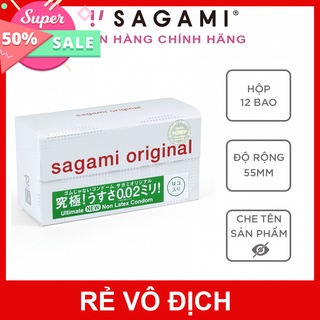 Bao cao su sagami 002 - siêu mỏng - non latex - hộp 12 chiếc