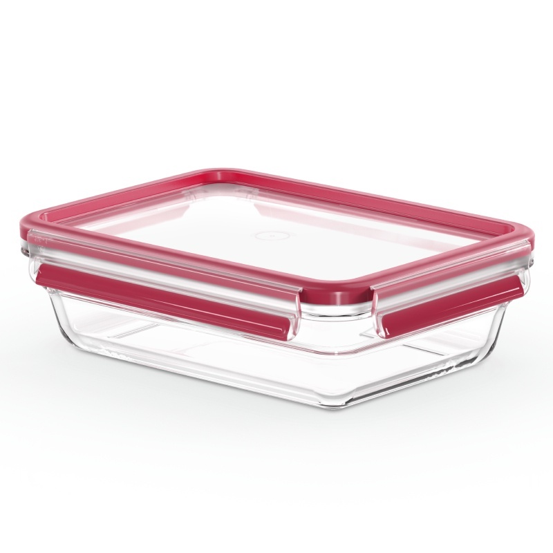 Hộp thủy tinh vuông Tefal Masterseal Glass N1040912 - 1.1L - đỏ