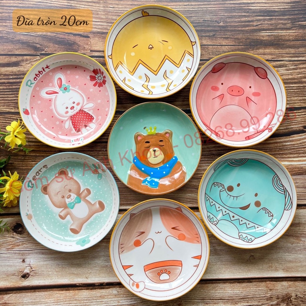 Bộ Chén Dĩa Sứ Bát Ăn Cơm Đĩa Sứ Decor cao cấp Tổng hợp các mẫu đĩa tròn 20cm xinh yêu
