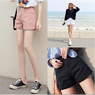 Quần Shorts kaki lật lai co giãn lưng cao