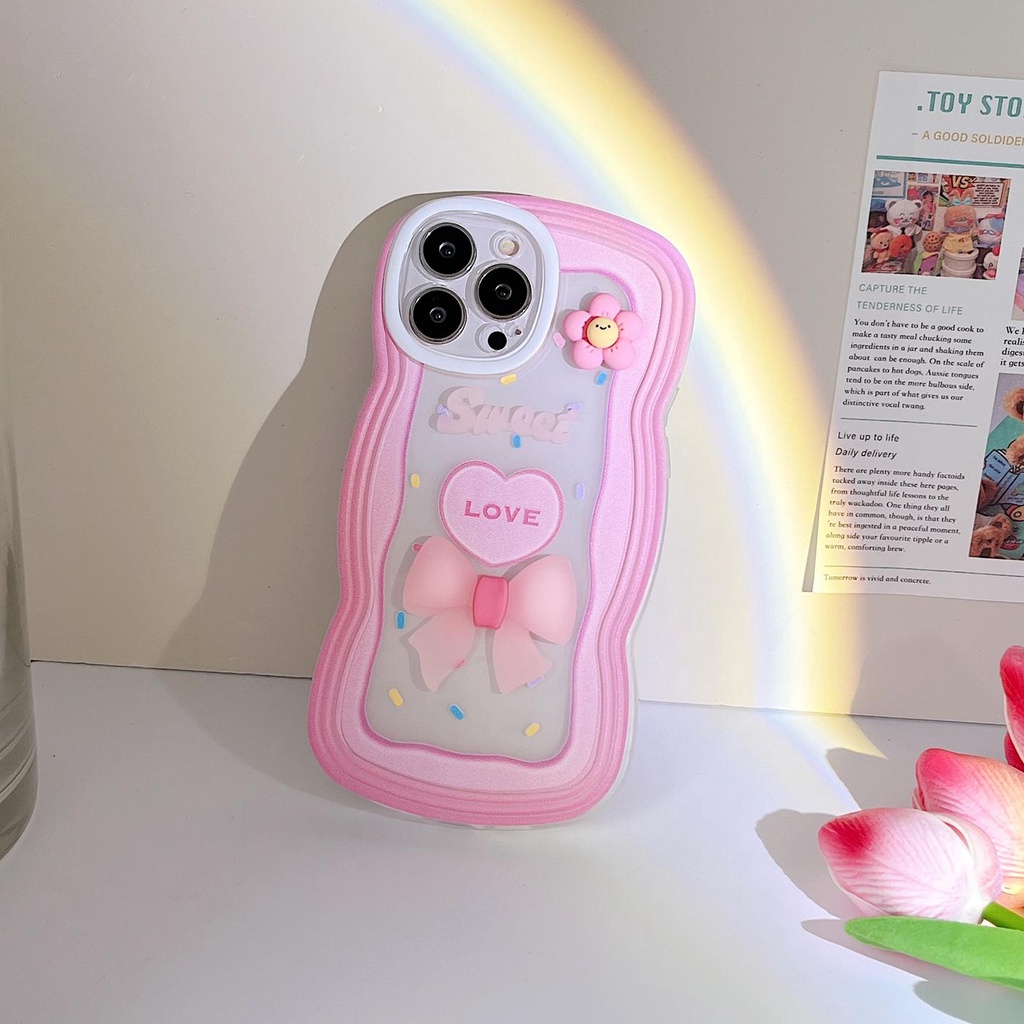 Ốp Điện Thoại Tpu Mềm Chống Sốc Chống Rơi Đính Nơ Màu Hồng 3D Cho iPhone 11 12 13 pro max xr x xsmax