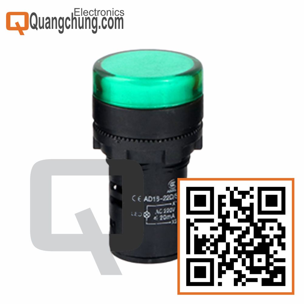 Đèn Báo Xanh 22mm 220V AD16-22DS