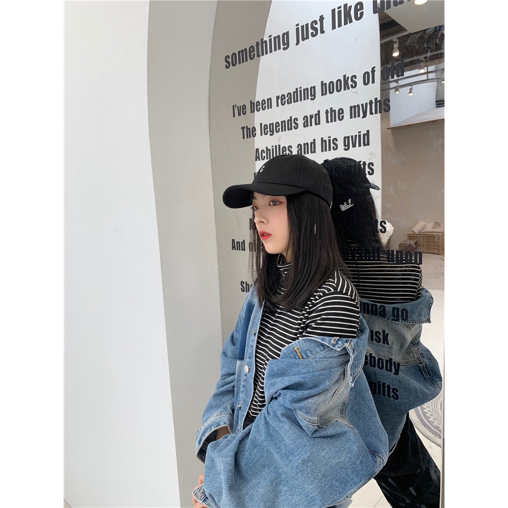 Mũ lưỡi trai bóng chày vành cong thêu chữ màu xanh lá dạ quang có thể điều chỉnh thời trang cho nam và nữ