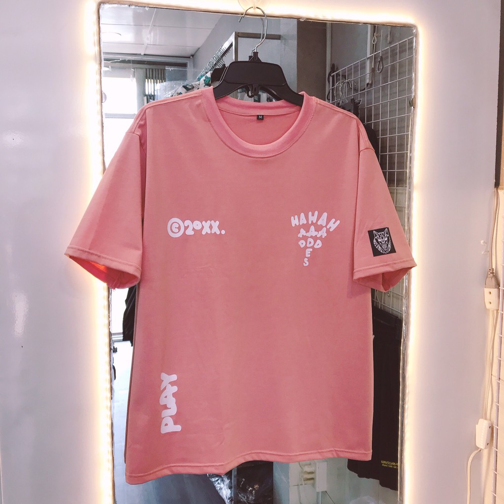 Áo thun Hades Play hồng ruốc form rộng tay lỡ phong cách unisex cho nam và nữ MAYLANSTOR | BigBuy360 - bigbuy360.vn
