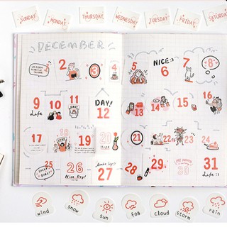 Gói Sticker dán Số ngày trang trí 45 miếng/set