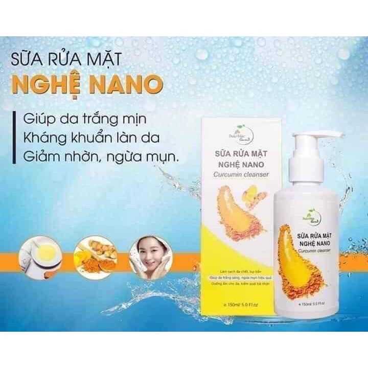 Sữa rửa mặt nghệ NANO (Làm sạch chuyên sâu, tẩy tế bào chết, bã nhờn, kháng khuẩn, ngừa mụn, cho làn da căng, trắng mịn)