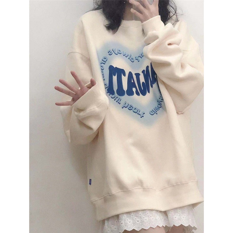 Áo sweatshirt  Cotton Cổ Tròn Dáng Rộng Thời Trang Mùa Thu Mới Cho Nữ