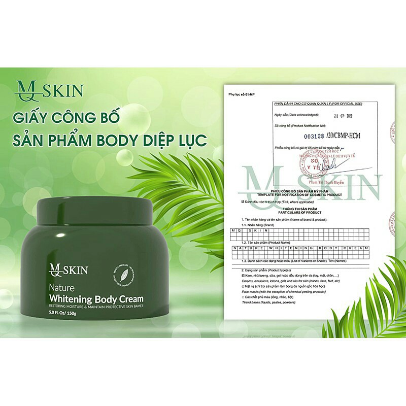 Kem dưỡng trắng body diệp lục MQSkin - Kem Body Diệp Mq skin