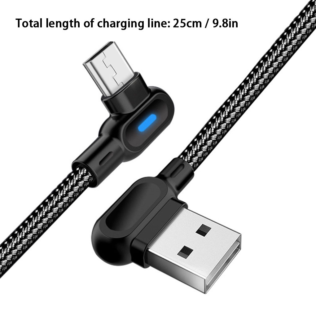 Cáp sạc nhanh 90 độ góc phải có thể truyền dữ liệu thiết kế ánh sáng
