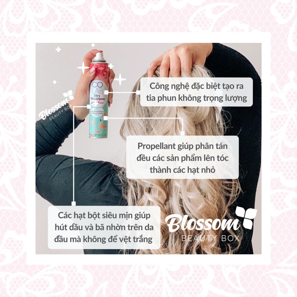 Dầu Gội Khô COLAB (Anh Quốc) | Giảm dầu bết, Dưỡng Tóc Mềm Mượt, Tóc Sạch Bồng Bềnh