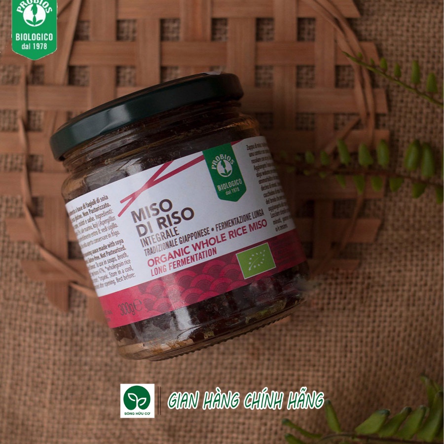 Tương Miso Nhật Bản Hữu Cơ 300G Probios Ngon Bùi Nấu Canh Organic Whole Rice Miso