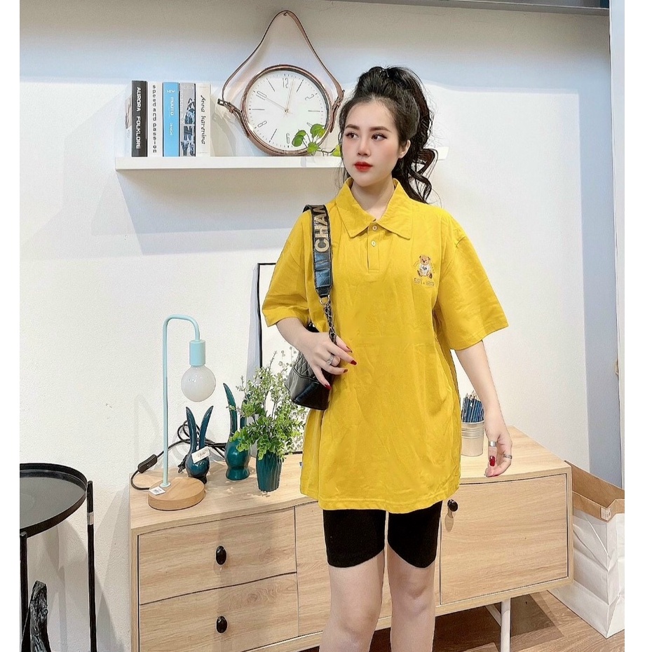Áo polo nữ form rộng tay lỡ cổ bẻ, Áo thun nữ dáng dài rộng chất cotton 2022 New Arival