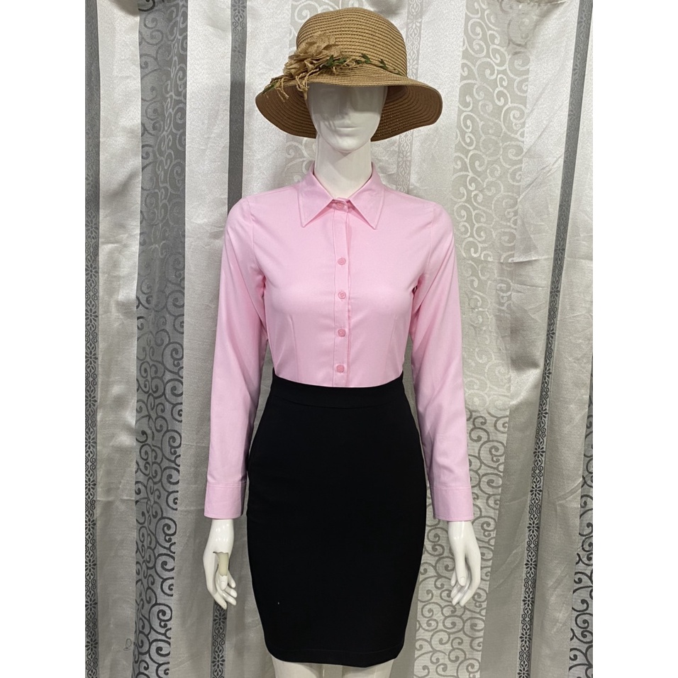 Áo sơ mi nữ tay dài HATOP cao cấp vải cotton loại 1 màu hồng phấn ASHD217
