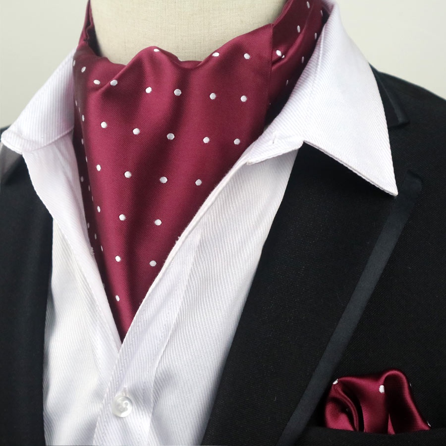 Cà Vạt Lụa Kèm Khăn Tay Chấm Bi Thời Trang Cho Nam