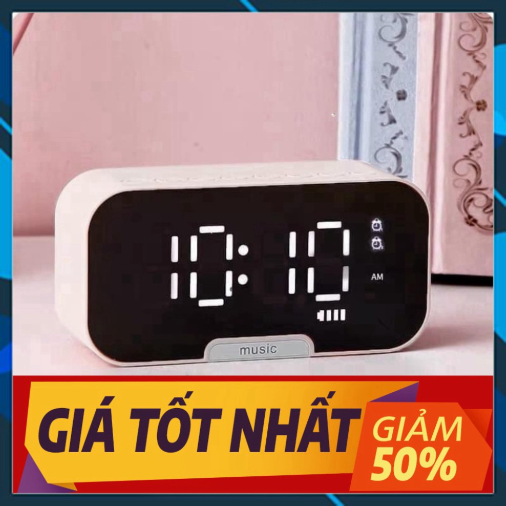 [Sale toàn shop] Loa bluetooth mini kèm đồng hồ báo thức có gương soi tiện dụng