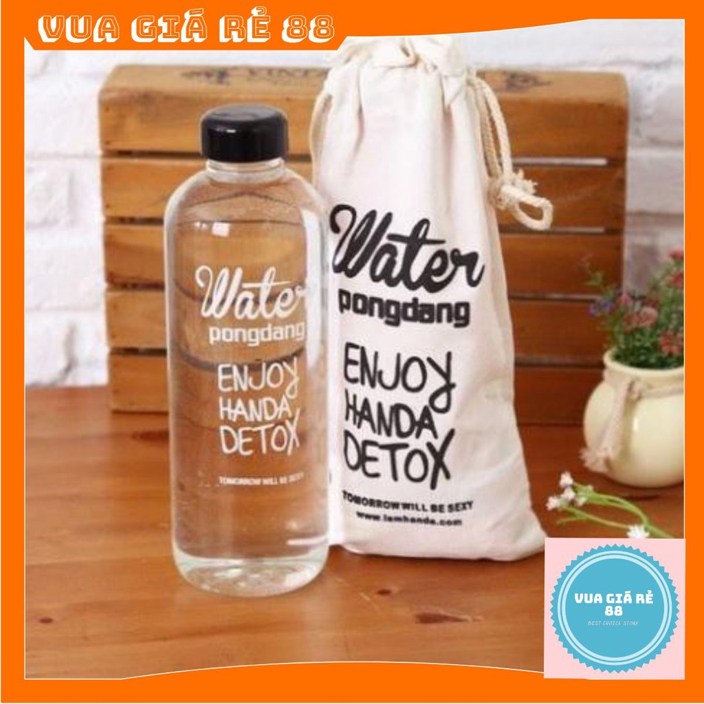 BÌNH NƯỚC DETOX ❤️FREE SHIP❤️BÌNH NƯỚC PONGDANG 1 LÍT CỰC ĐẸP (Tặng kèm túi vải thô)