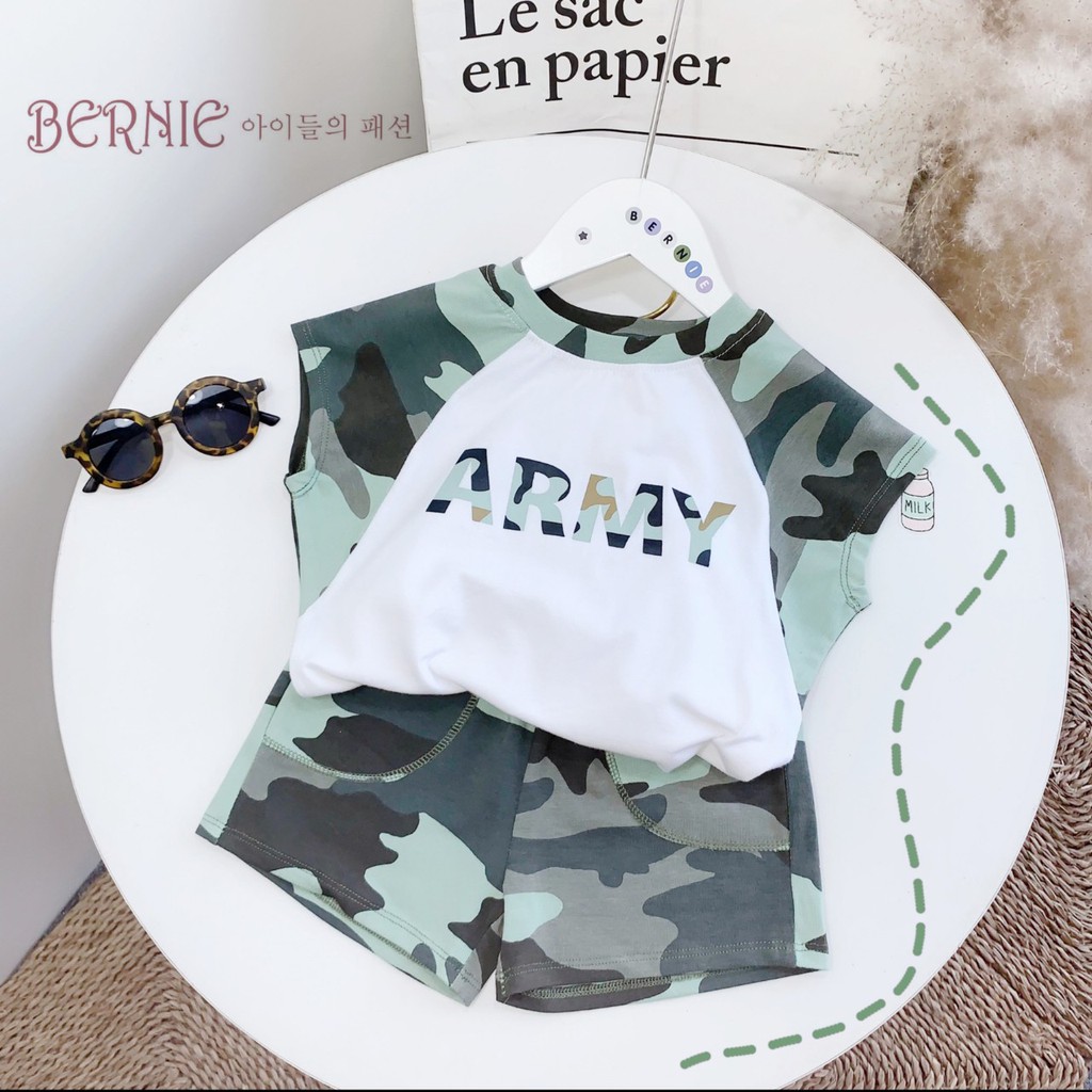 BỘ BÉ TRAI COTTON CỘC TAY PHỐI RẰN RI CỰC CHẤT